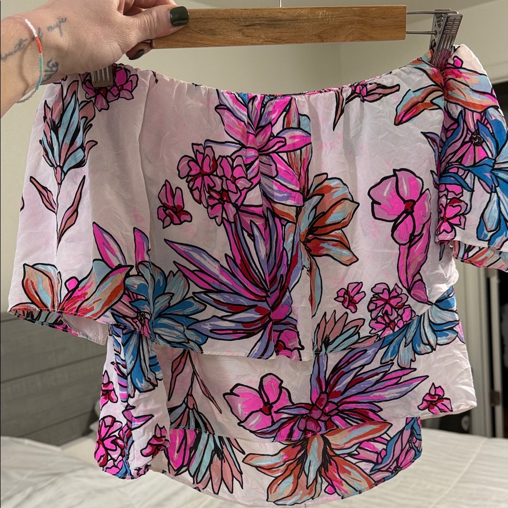 Amanda Uprichard Floral Off-Shoulder Top
